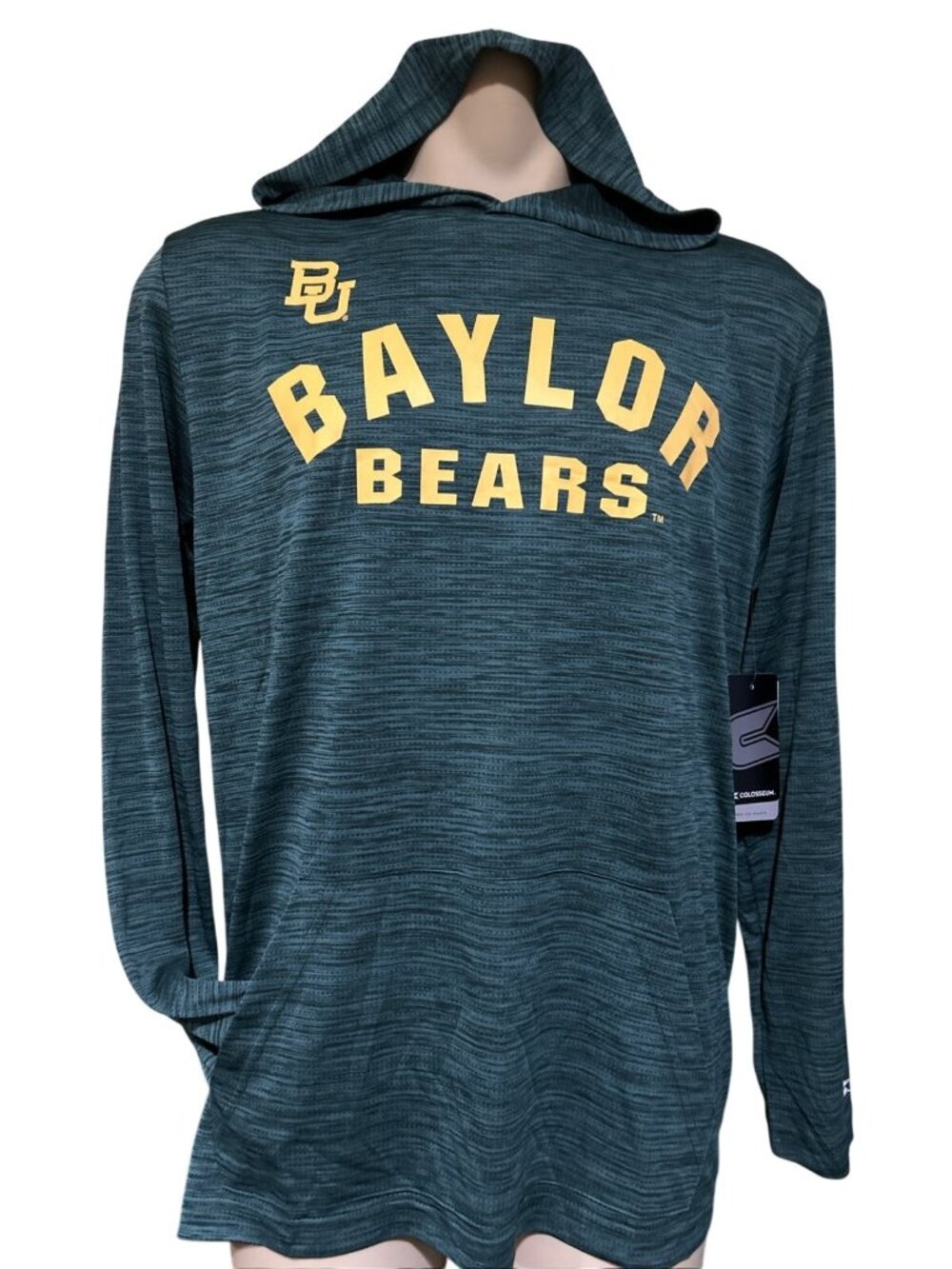 Baylor BU Bears Colosseum Athletics Green Hooded Shirt Men's L New
